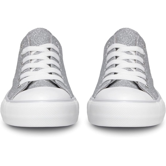 NEW silver glitter canvas sneakers size 11/42 - Picture 3 of 6